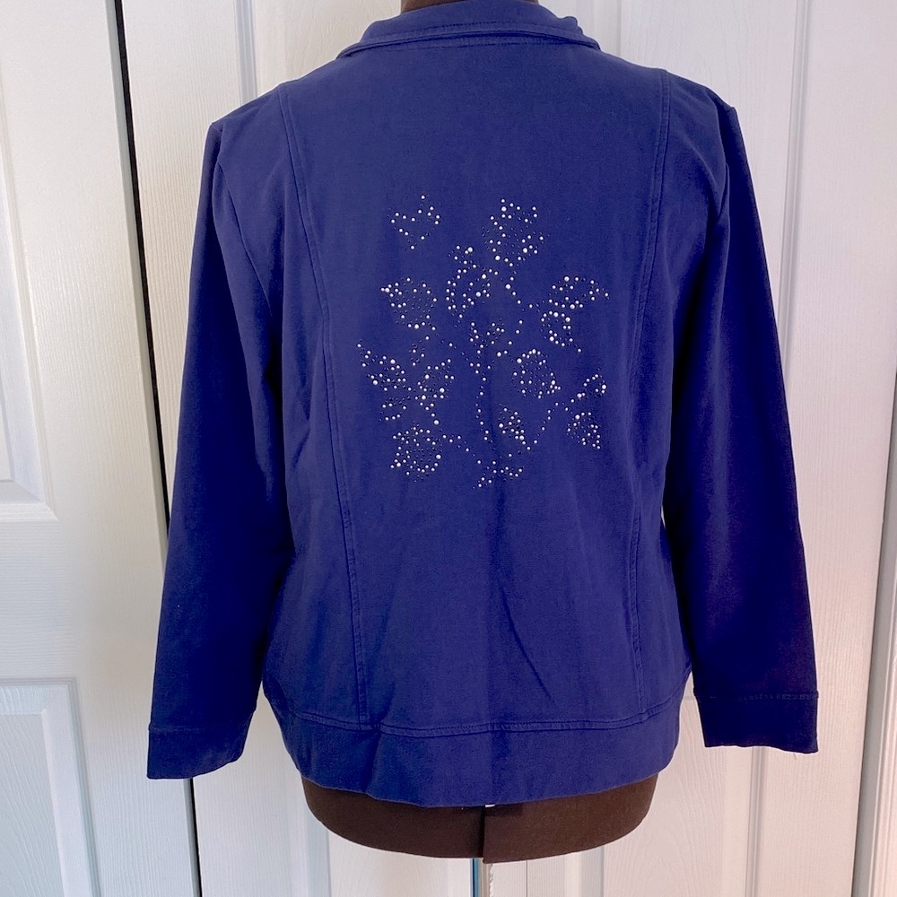 2 for $25 - Northern Reflections Zip-Up Dark Purple Jacket w Rhinestones, XL